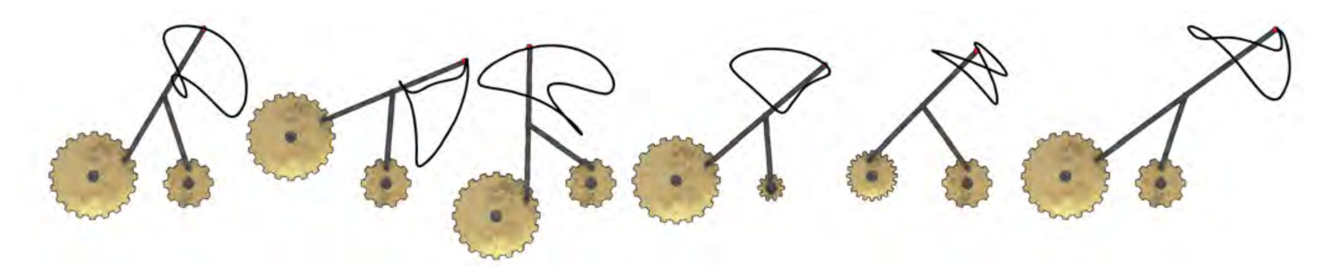 Mechanical Characters — Figures 2 and 3. Follow the same character from a to f; its foot path is the persistent target.
